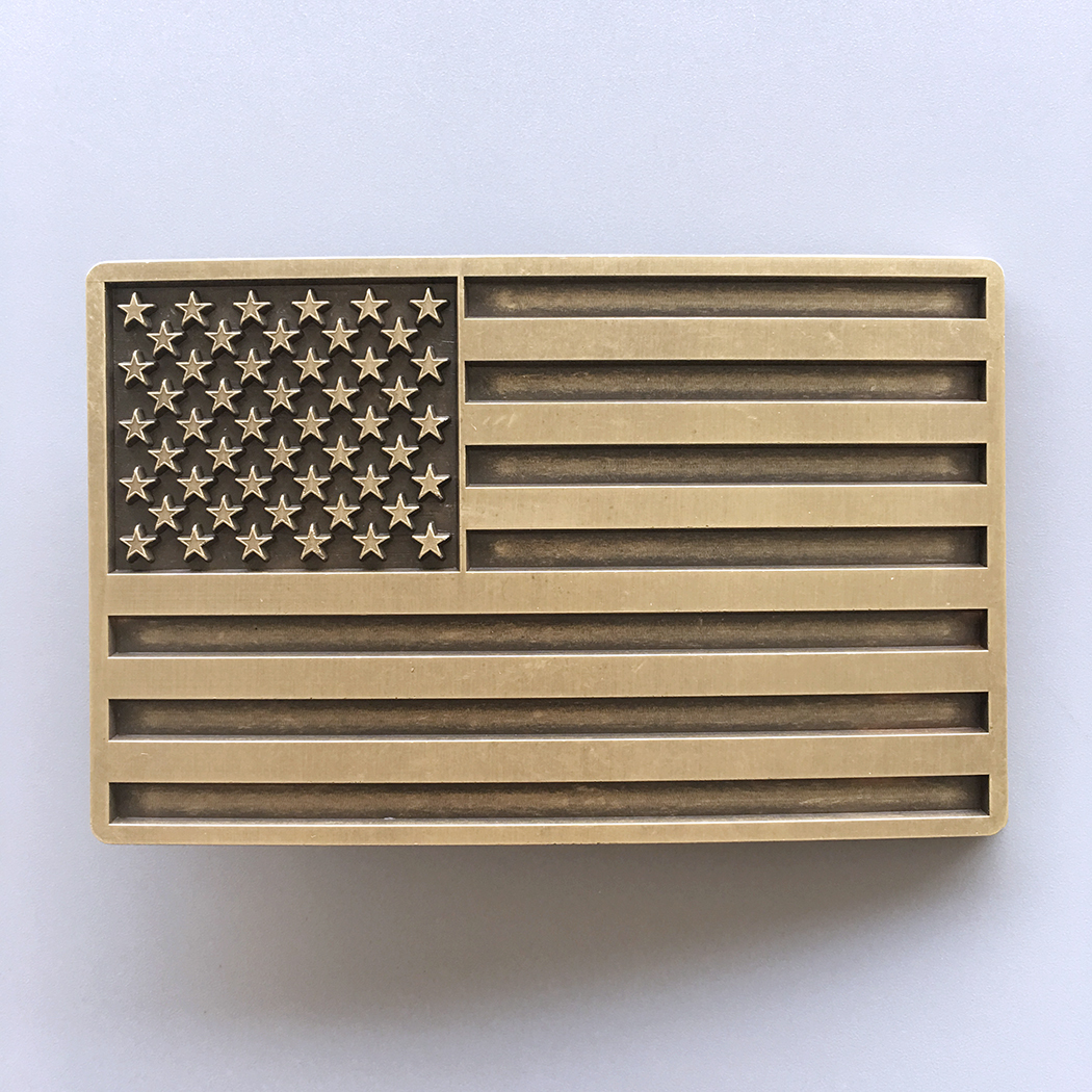 Vintage Bronze Plated American USA Flag Belt Buckle BUCKLE-FG028AB