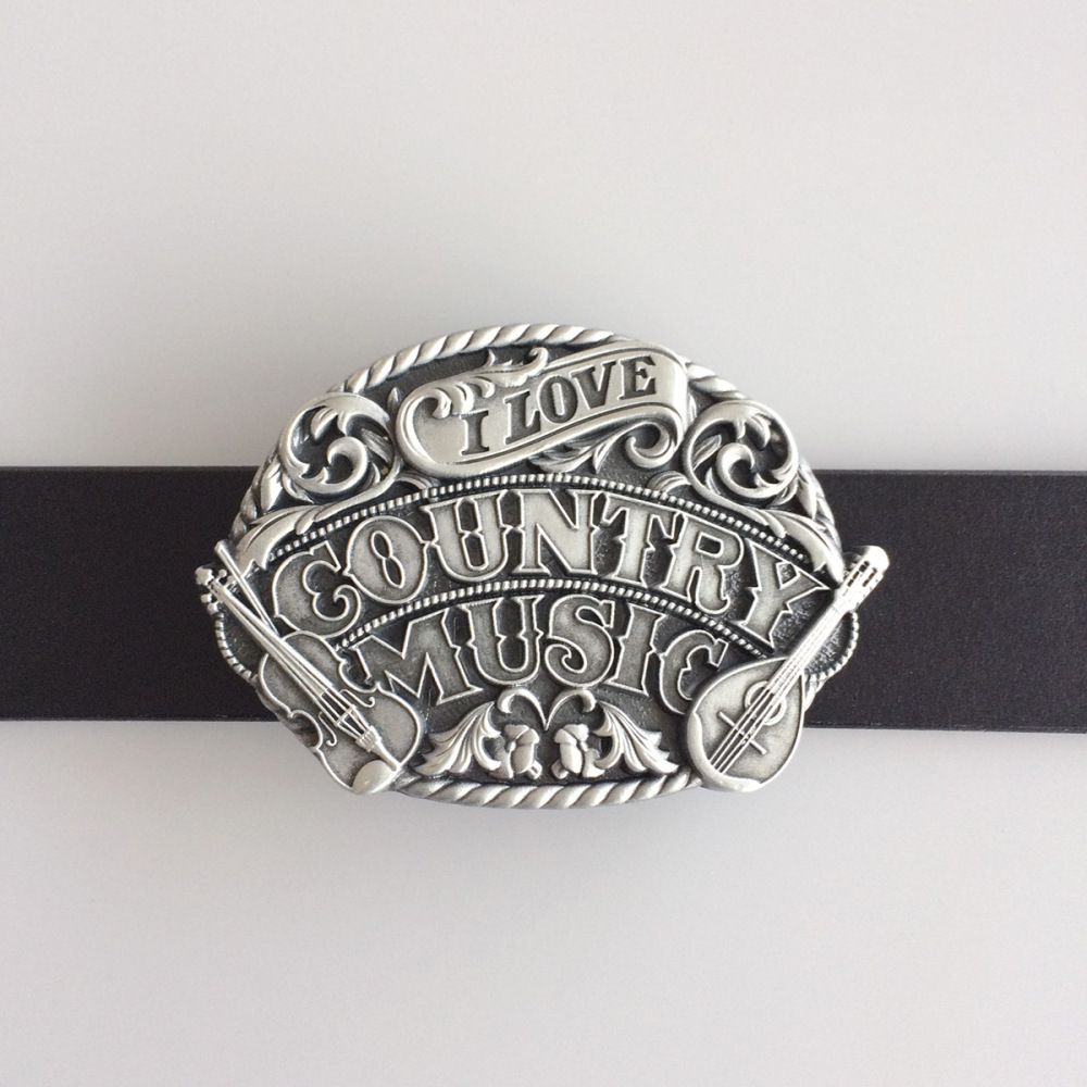 Tattoo Skull Country Music Guitar Belt Buckle
