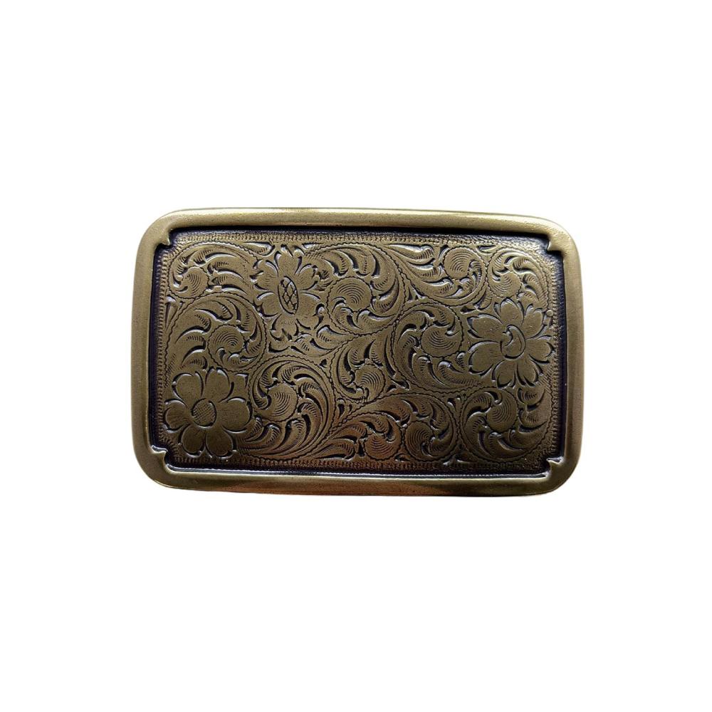 Antique Bronze Plated Southwest Flower Cowgirl Belt Buckle