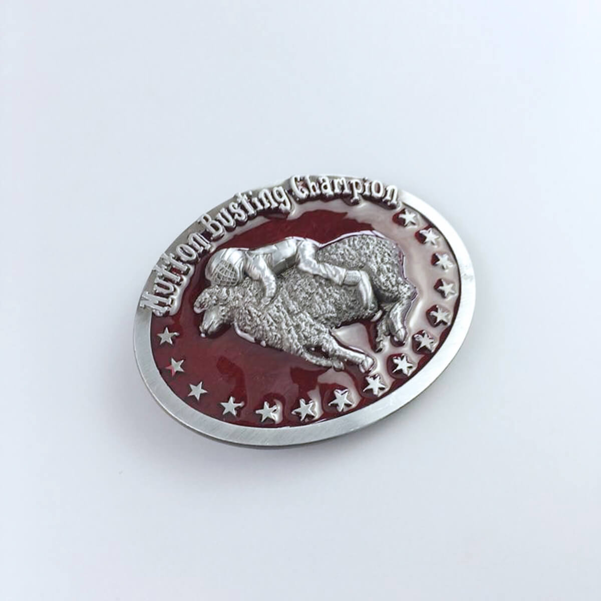 JEAN'S FRIEND Vintage Red Enamel Initial Mutton Busting Champion Belt Buckle