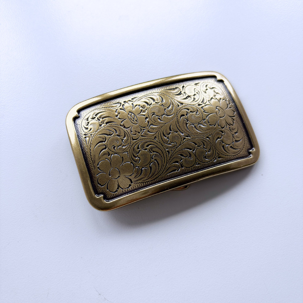 Antique Bronze Plated Southwest Flower Cowgirl Belt Buckle