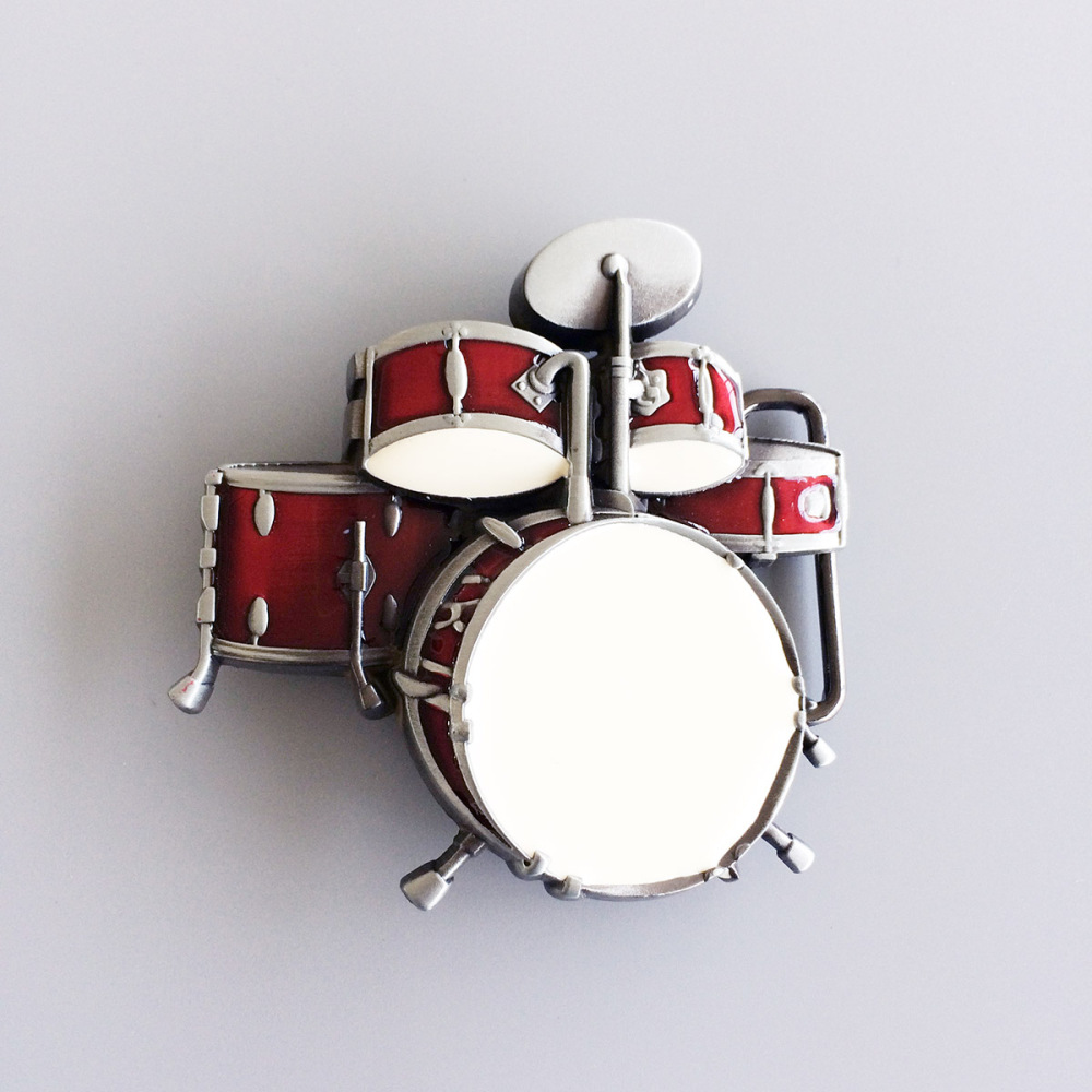 Vintage Drum Kit Red Enamel Music Belt Buckle Gurtelschnalle Boucle de ceinture