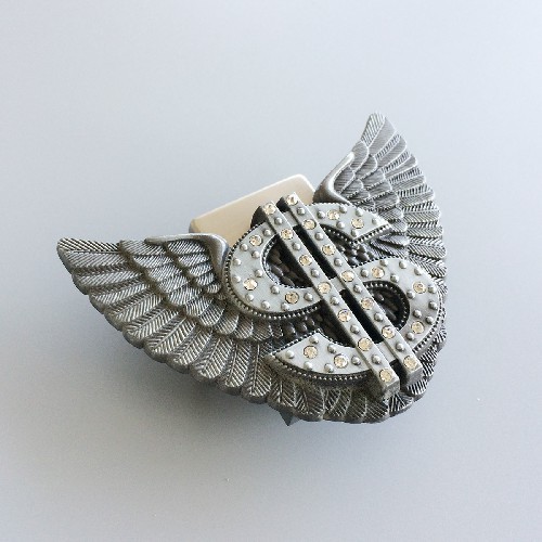 Vintage Rhinestones Angel Wings US Dollar Belt Buckle Gurtelschnalle Boucle de ceinture BUCKLE-LT015