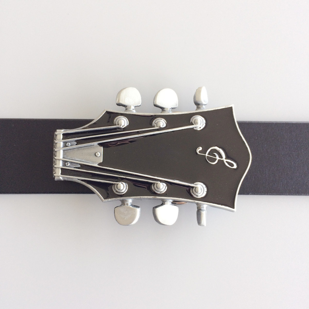 Vintage Black Enamel Guitar Music Belt Buckle Gurtelschnalle Boucle de ceinture