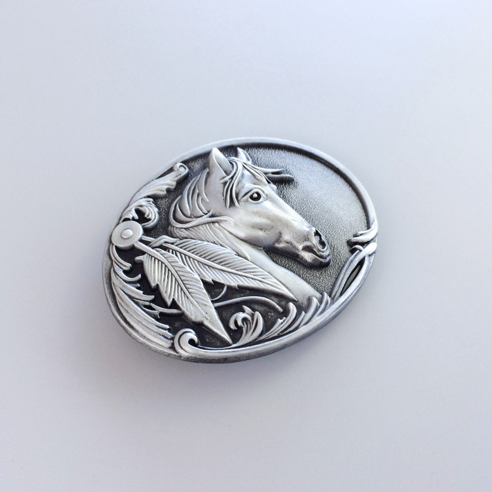 Vintage Rodeo Horse Head Western Oval Belt Buckle Gurtelschnalle Boucle de ceinture