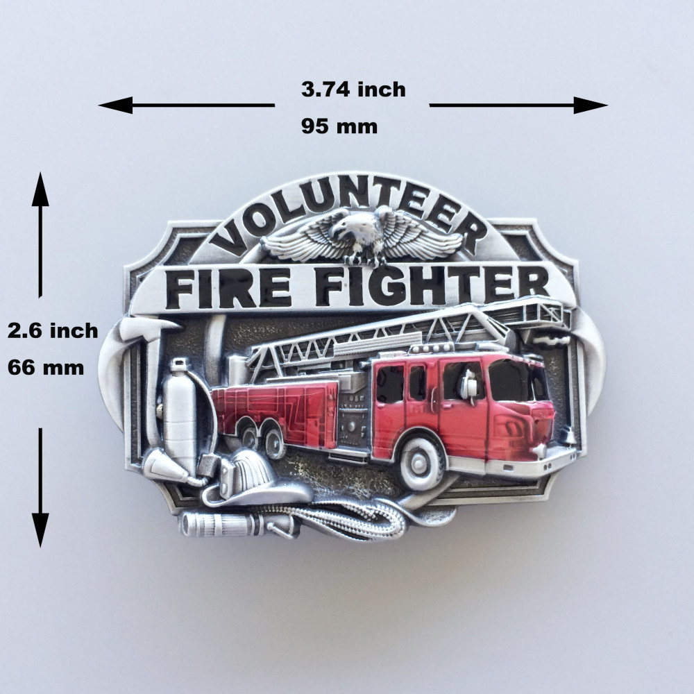 JEAN'S FRIEND Vintage Style Fire Truck FireFighter Enamel Belt Buckle