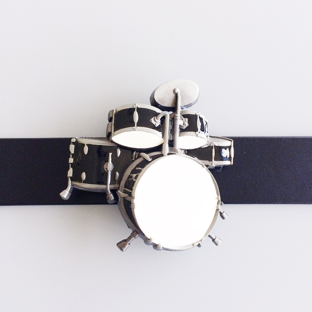 Vintage Drum Kit Black Enamel Music Belt Buckle Gurtelschnalle Boucle de ceinture