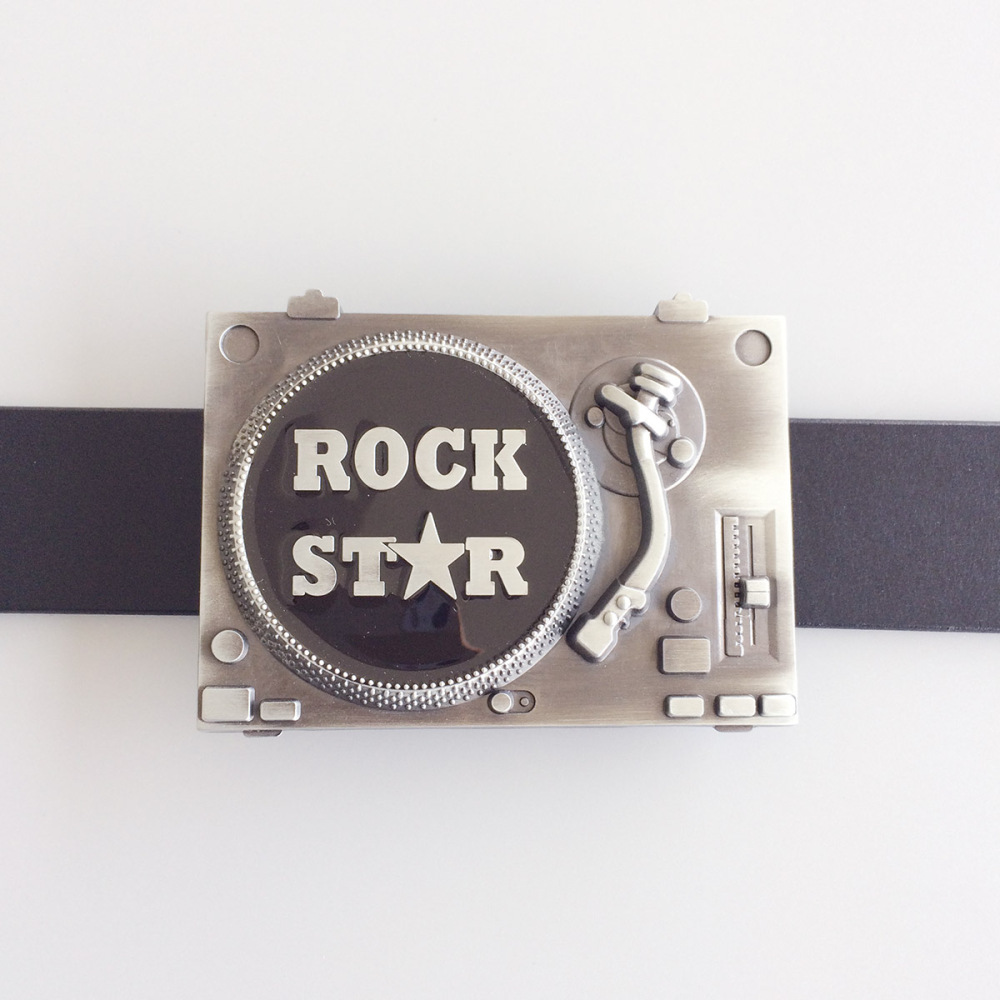Antique Silver DJ Turntable Music Belt Buckle Boucle de ceinture