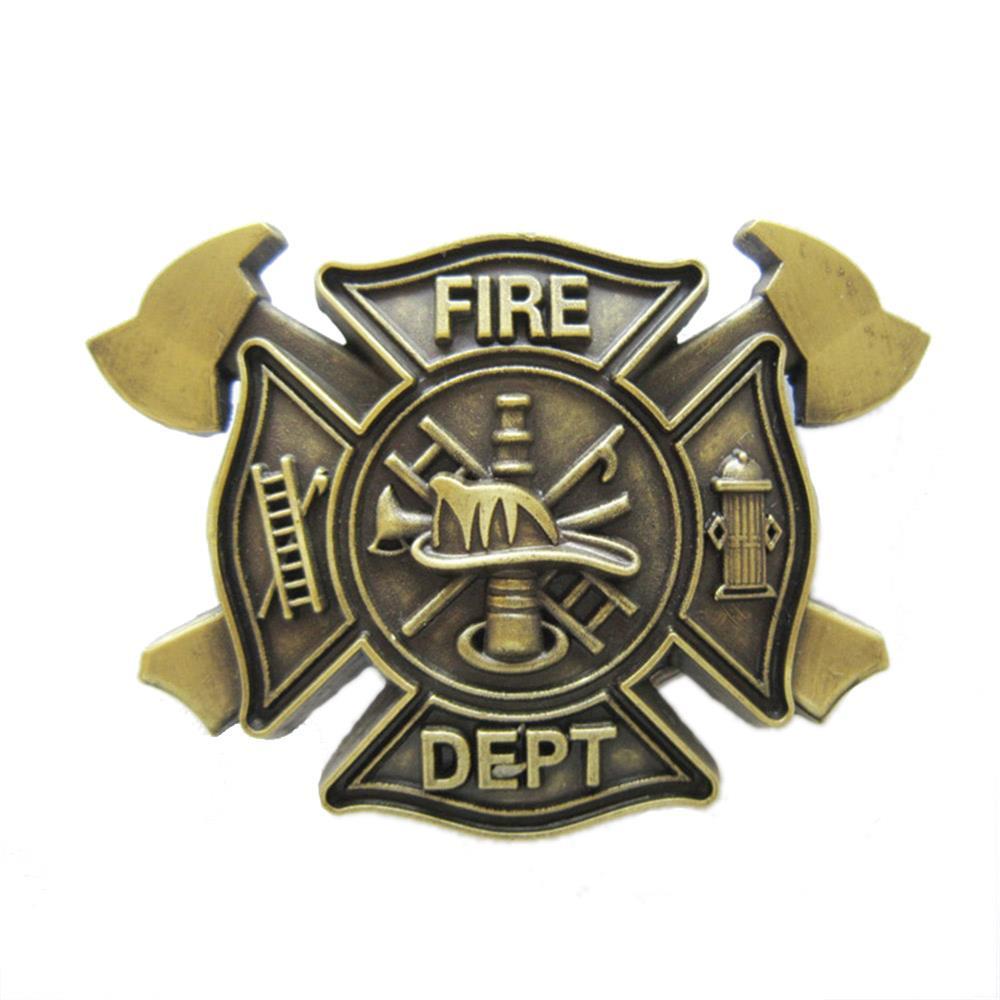 Antique Bronze Plated Cross FD Fire Firefighter Belt Buckle