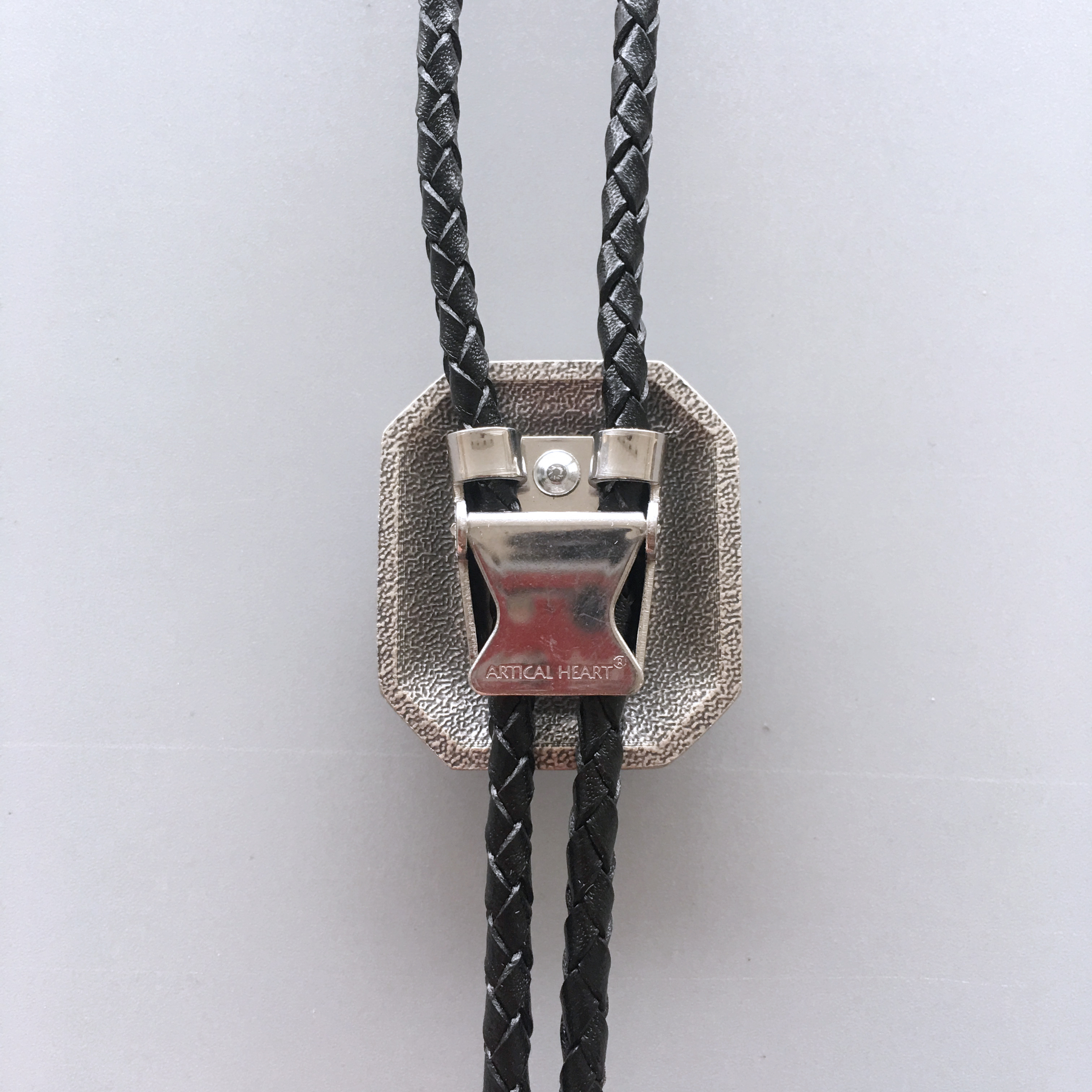 Vintage Silver Western Celtic With Black Agate Stone Bolo Tie BOLOTIE-021BK