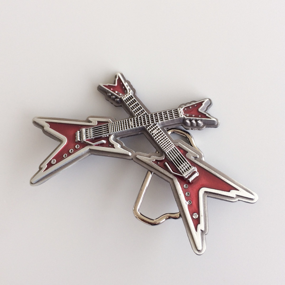 Vintage Red Enamel Cross Electric Guitar Belt Buckle Gurtelschnalle Boucle de ceinture