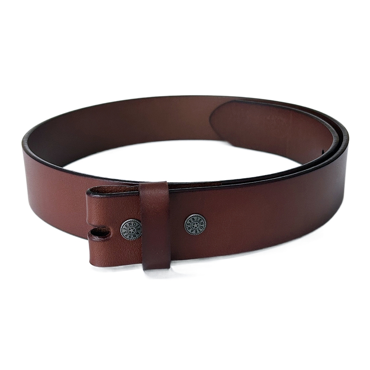Solid Red Brown Genuine Leather Belt Brass Snap On Belt BELT1-014RWN