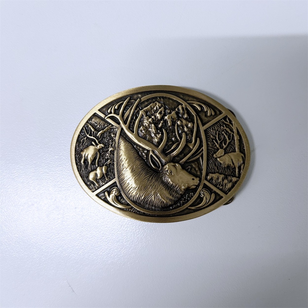 Western Deer Cowboy Cowgirl Solid Brass Belt Buckle BUCKLE-BS021