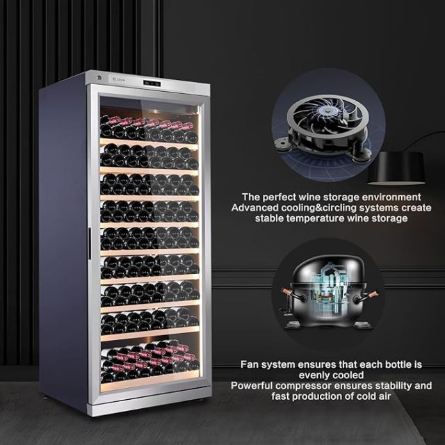 Intelligent stainless steel constant temperature compressor air-cooled red wine cabinet, wine cabinet, space silver