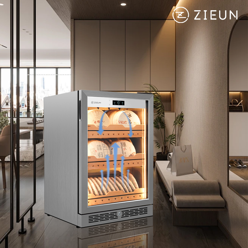 ZIEUN Tea cabinet AT100T for raw and ripe Pu erh tea, with constant temperature and humidity for preservation and moisture retention