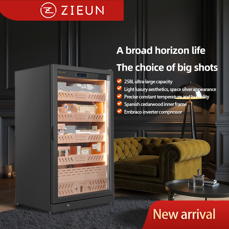 Single Zone Freestanding Cigar Humidor Stainless Steel Constant Temperature and Humidity Cigar Cabinet