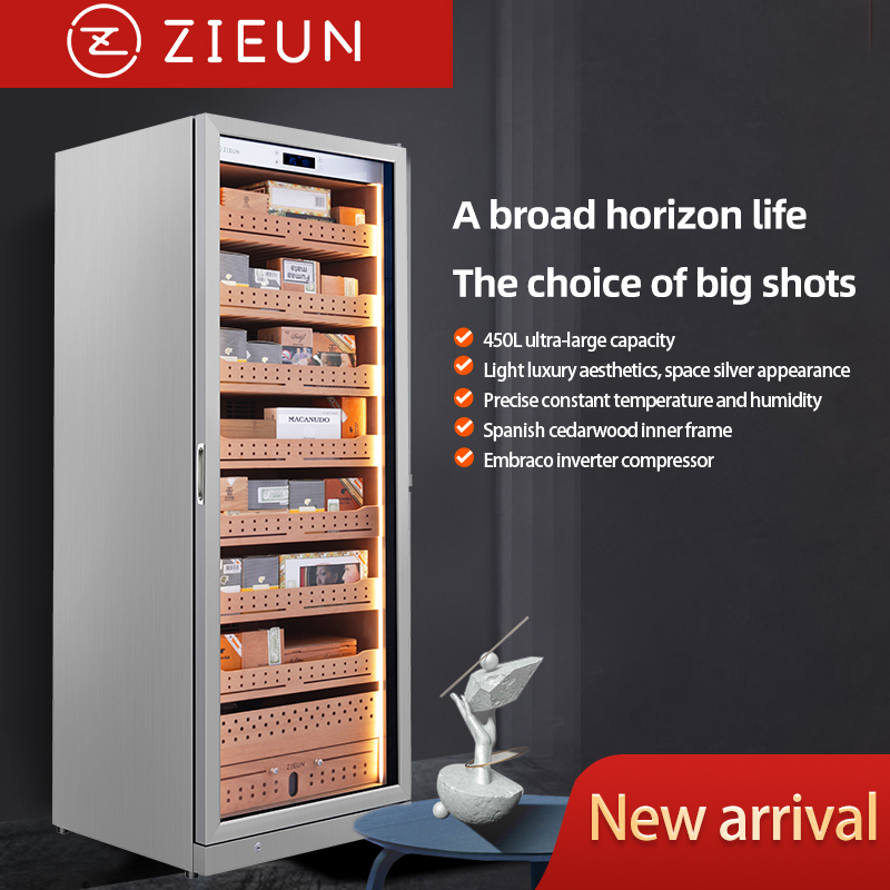 Air Cooling Freestanding Storage Cigar Humidity Cabinet with Spain Cedar Wooden Shelf