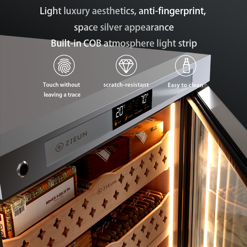 Premium Stainless Steel Water Cooling Precise Temperature and Humidity Cigar Humidor