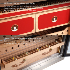 Double Door Single Zone Stainless Steel Large Capacity Cigar Humidor with Spain Cedar Shelves