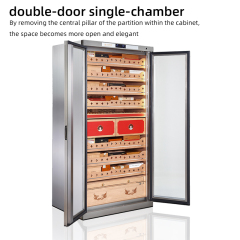 Double Door Single Zone Stainless Steel Large Capacity Cigar Humidor with Spain Cedar Shelves