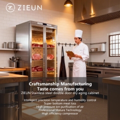 ZIEUN Stainless Steel Double Door Intelligent Temperature and Humidity Control Steak Aging Cabinet