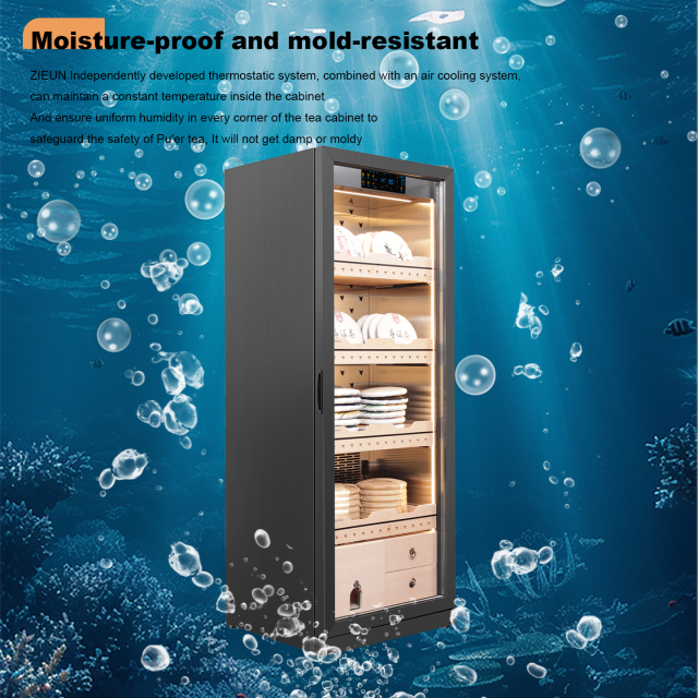 RACHING Tea cabinet FJ-CY8801 for raw and ripe Pu erh tea, with constant temperature and humidity for preservation and moisture retention. Refrigerator display cabinet