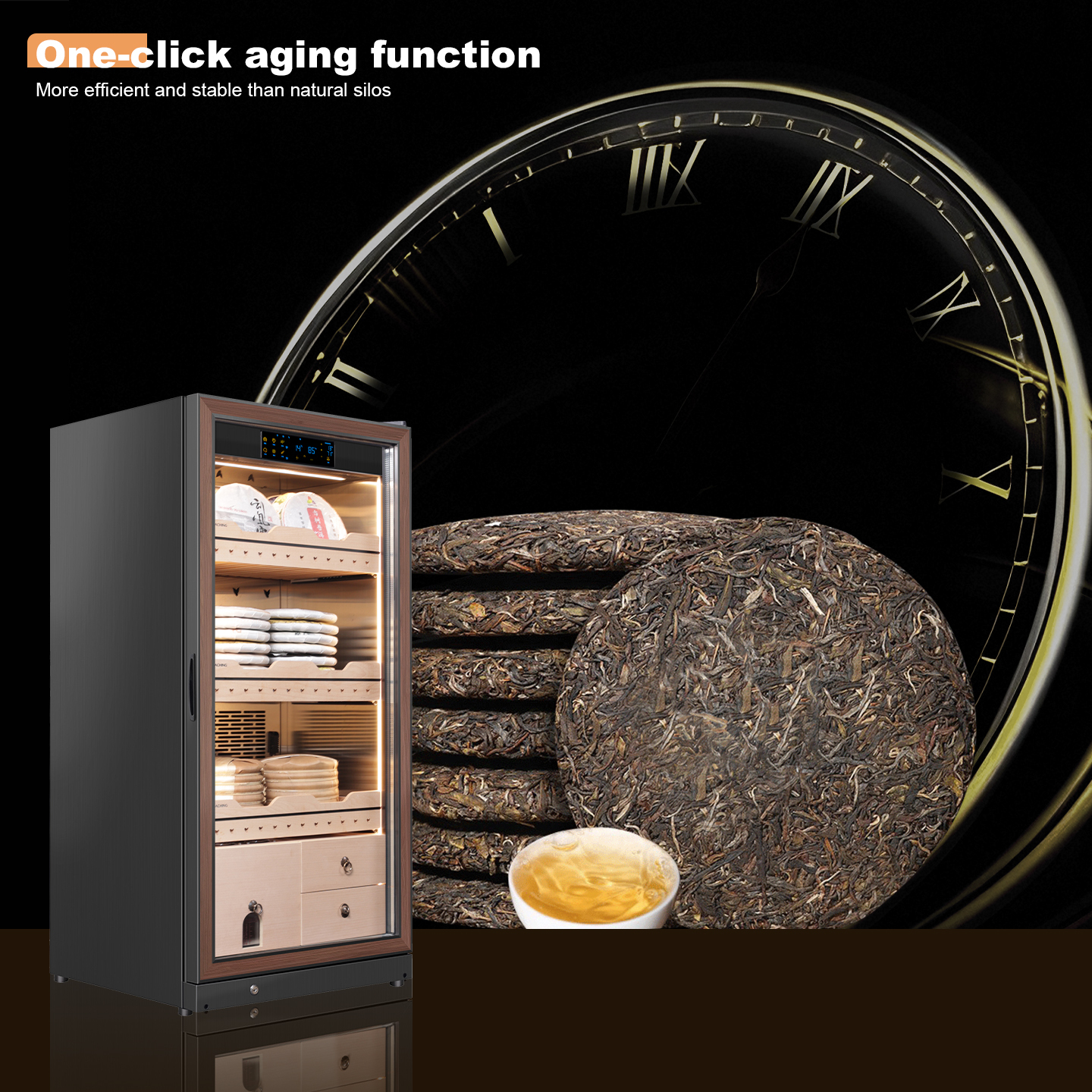 RACHING Tea cabinet FJ-CY7801 for raw and ripe Pu erh tea, with constant temperature and humidity for preservation and moisture retention