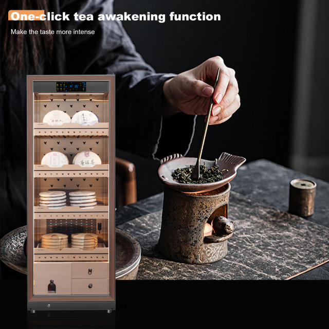 RACHING Tea cabinet FJ-CY8801 for raw and ripe Pu erh tea, with constant temperature and humidity for preservation and moisture retention. Refrigerator display cabinet