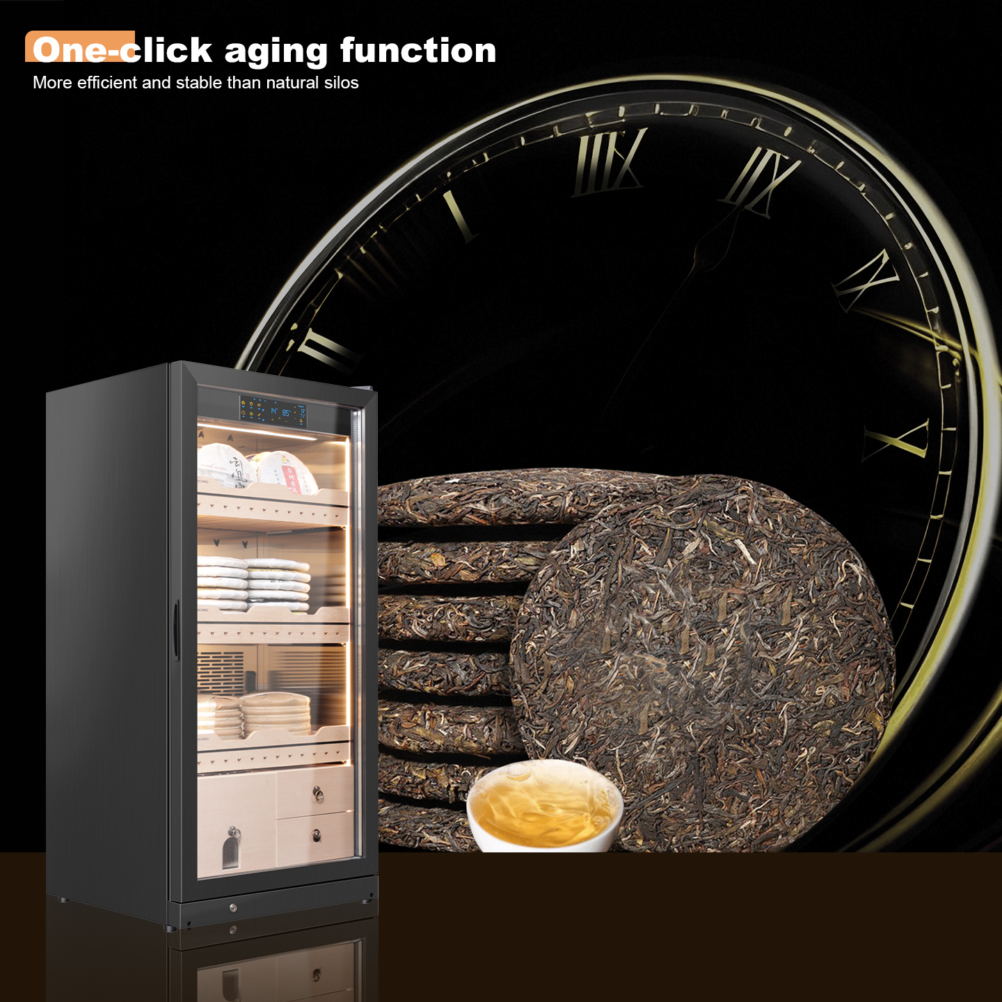 RACHING Tea cabinet FJ-CY7801 for raw and ripe Pu erh tea, with constant temperature and humidity for preservation and moisture retention