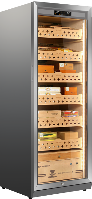 Raching Professional Stainless Steel Cigar Humidor Cabinet: Precise Humidity Control, Spanish Cedar Shelves, 2-6Y Warranty Smart Cooler