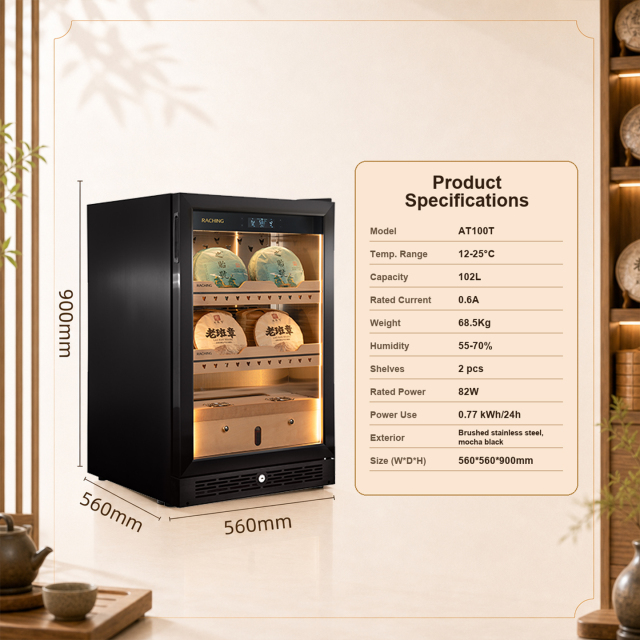 RACHING Tea humidor AT100T for raw and ripe Pu erh tea, with constant temperature and humidity for preservation and moisture retention