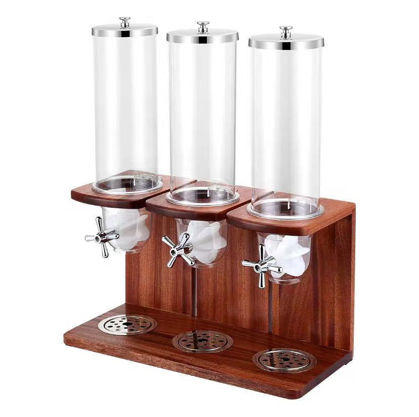 3.5L*3  Cereal Dispenser With Sapele Wood Stand