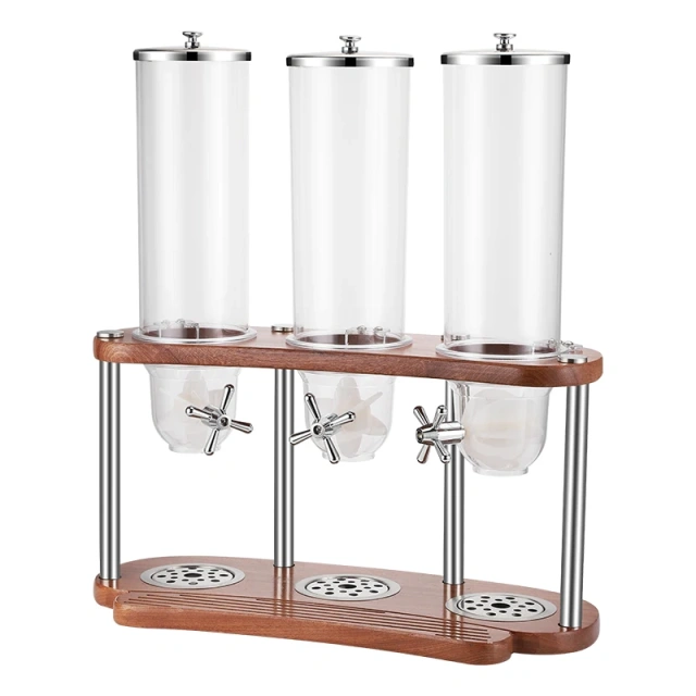 3.5L*3   Cereal Dispenser With Sapele Wood Stand