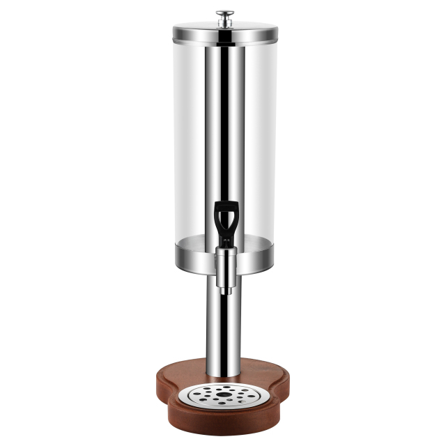 3L Stainless Steel Juice Dispenser with Wooden Stand, Commercial Buffet Drink Server | Factory Wholesale & OEM Available