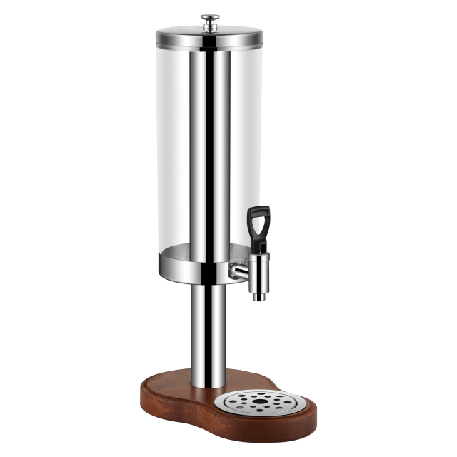 3L Stainless Steel Juice Dispenser with Wooden Stand, Commercial Buffet Drink Server | Factory Wholesale & OEM Available