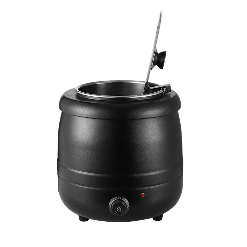 10L  Black Drum-Shaped Iron Outer Shell Soup Warmer