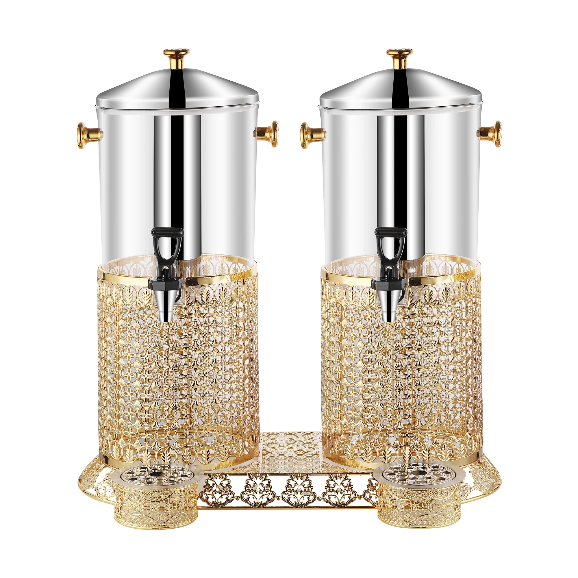 16L Double-Tank Gold Stainless Steel Juice Dispenser, Commercial Buffet Beverage Server | Factory Wholesale & OEM Available