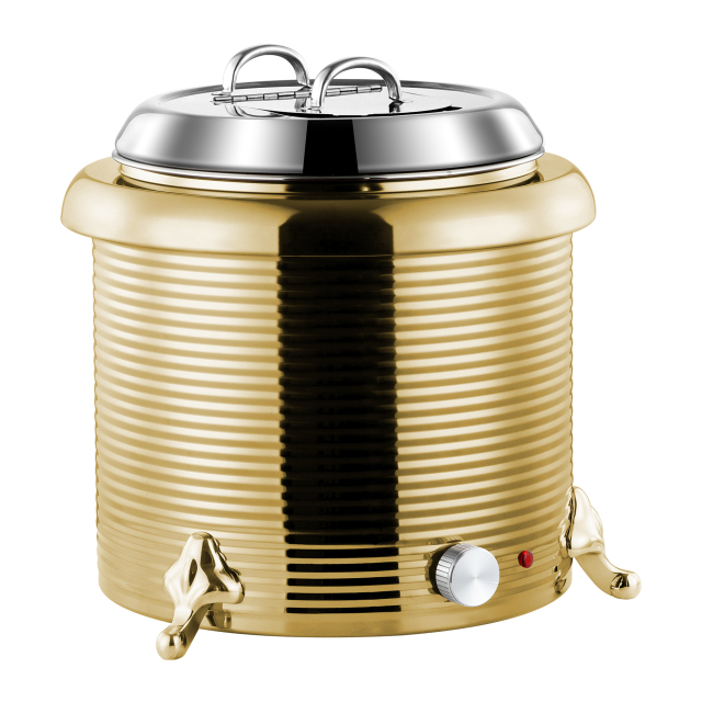 13L Golden Straight Body Threaded Iron Shell Soup Warmer
