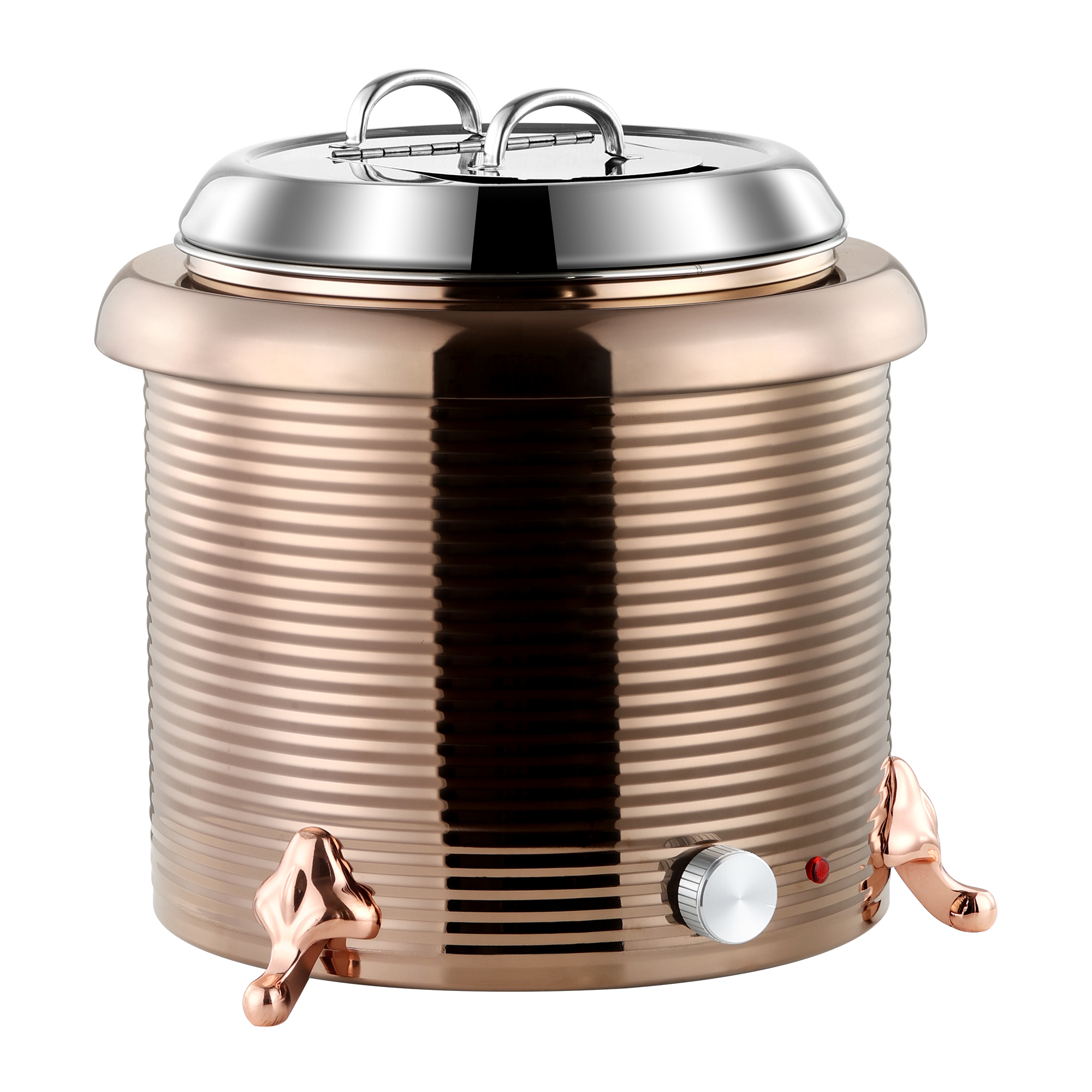 13L Rose Golden Straight Body Threaded Iron Shell Soup Warmer