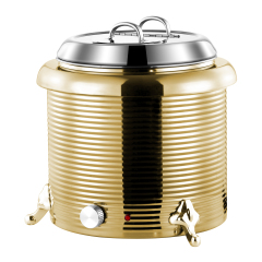 13L Golden Straight Body Threaded Iron Shell Soup Warmer