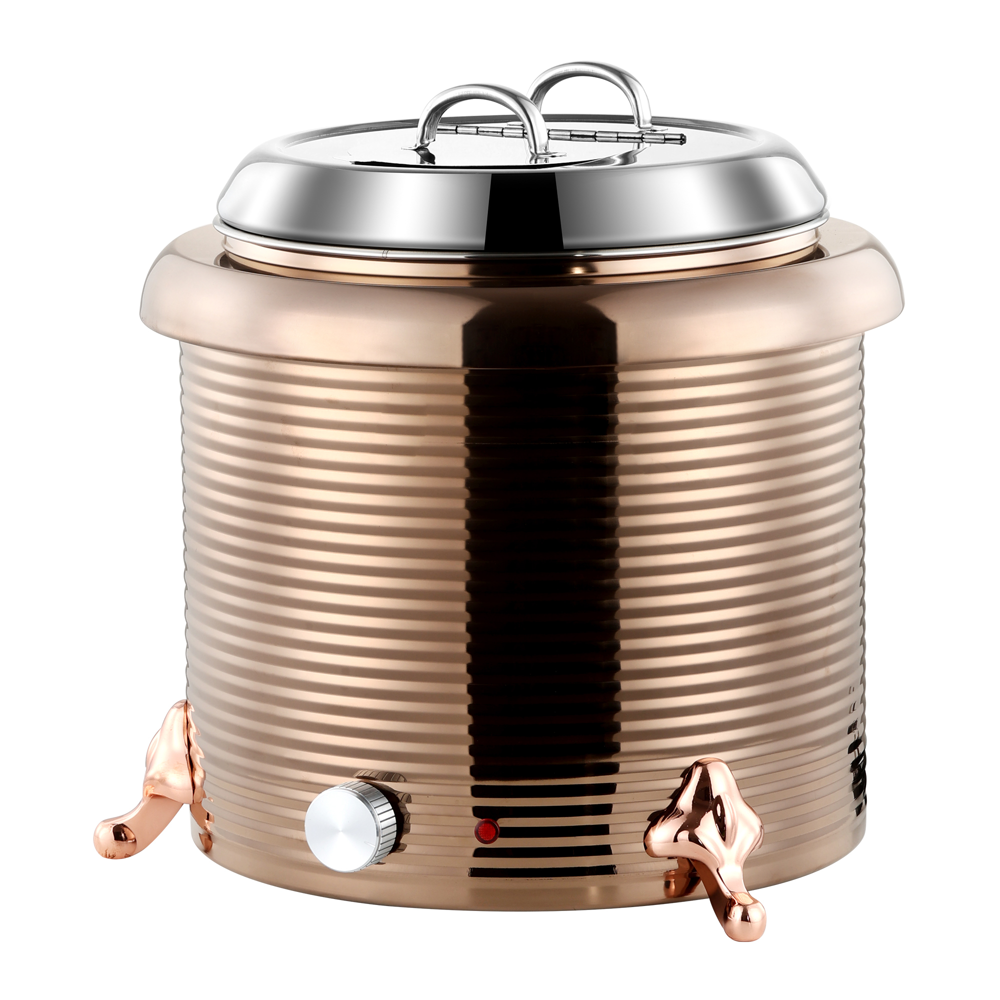 13L Rose Golden Straight Body Threaded Iron Shell Soup Warmer