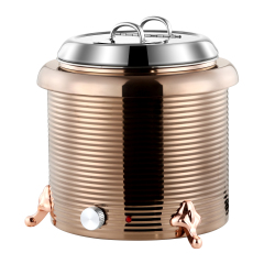 13L Rose Golden Straight Body Threaded Iron Shell Soup Warmer