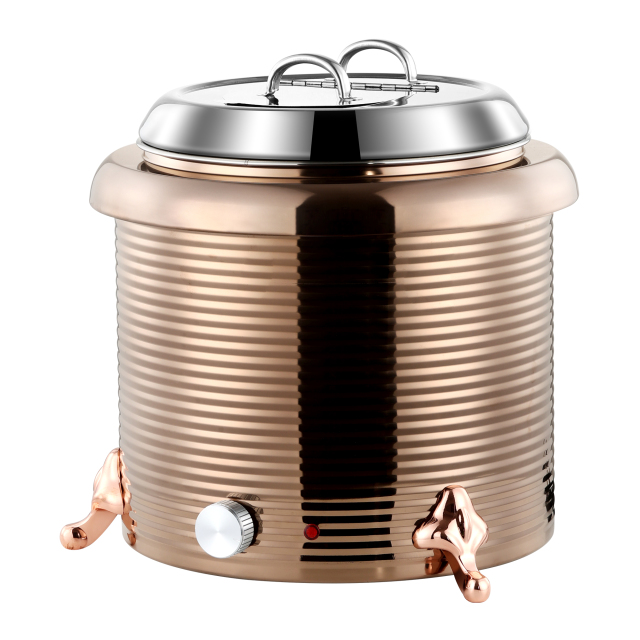 13L Rose Golden Straight Body Threaded Iron Shell Soup Warmer