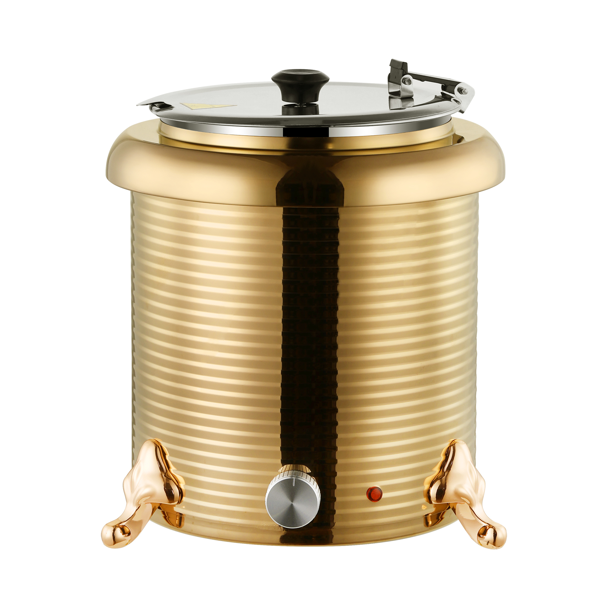 10L Golden Straight Body Threaded Iron Shell Soup Warmer