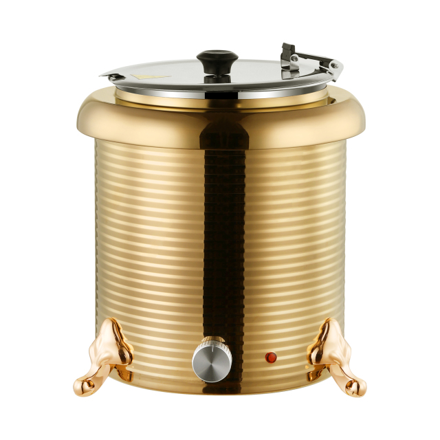 10L Golden Straight Body Threaded Iron Shell Soup Warmer