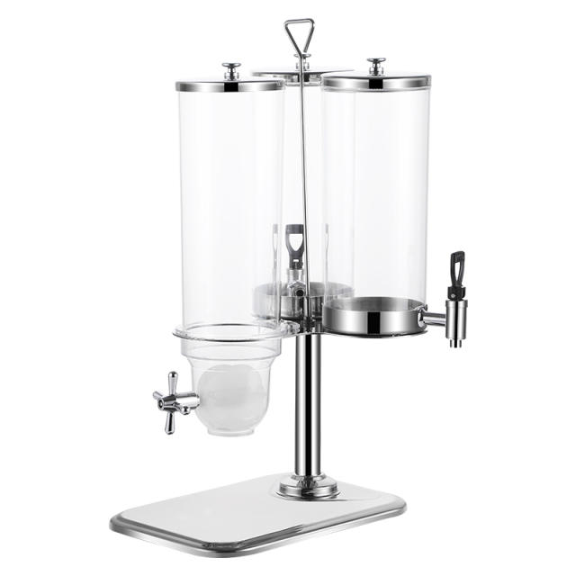 3 Tanks Classic Stainless Steel Rotating Triple Cereal Dispense/ Juice Dispenser