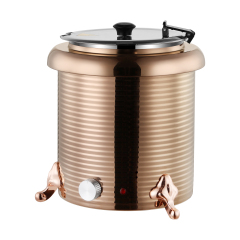 10L  Rose Golden Straight Body Threaded Iron Shell Soup Warmer