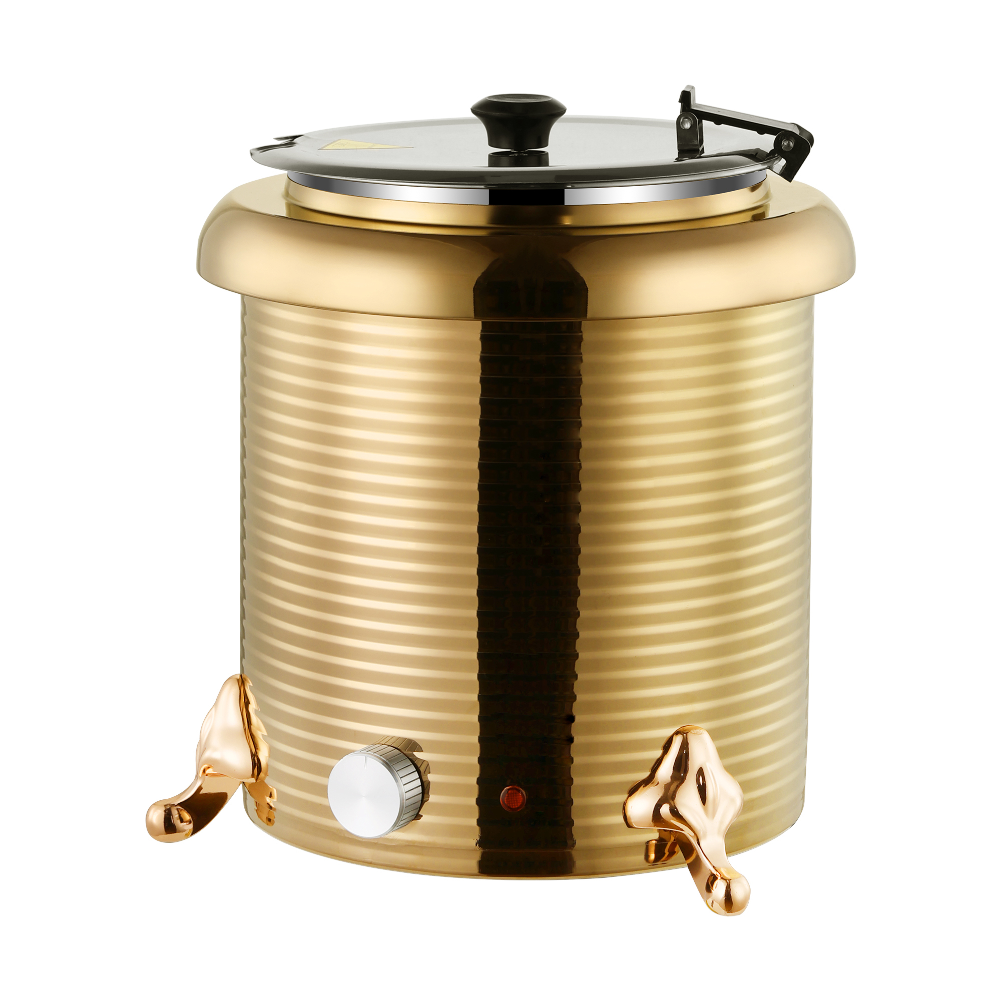 10L Golden Straight Body Threaded Iron Shell Soup Warmer
