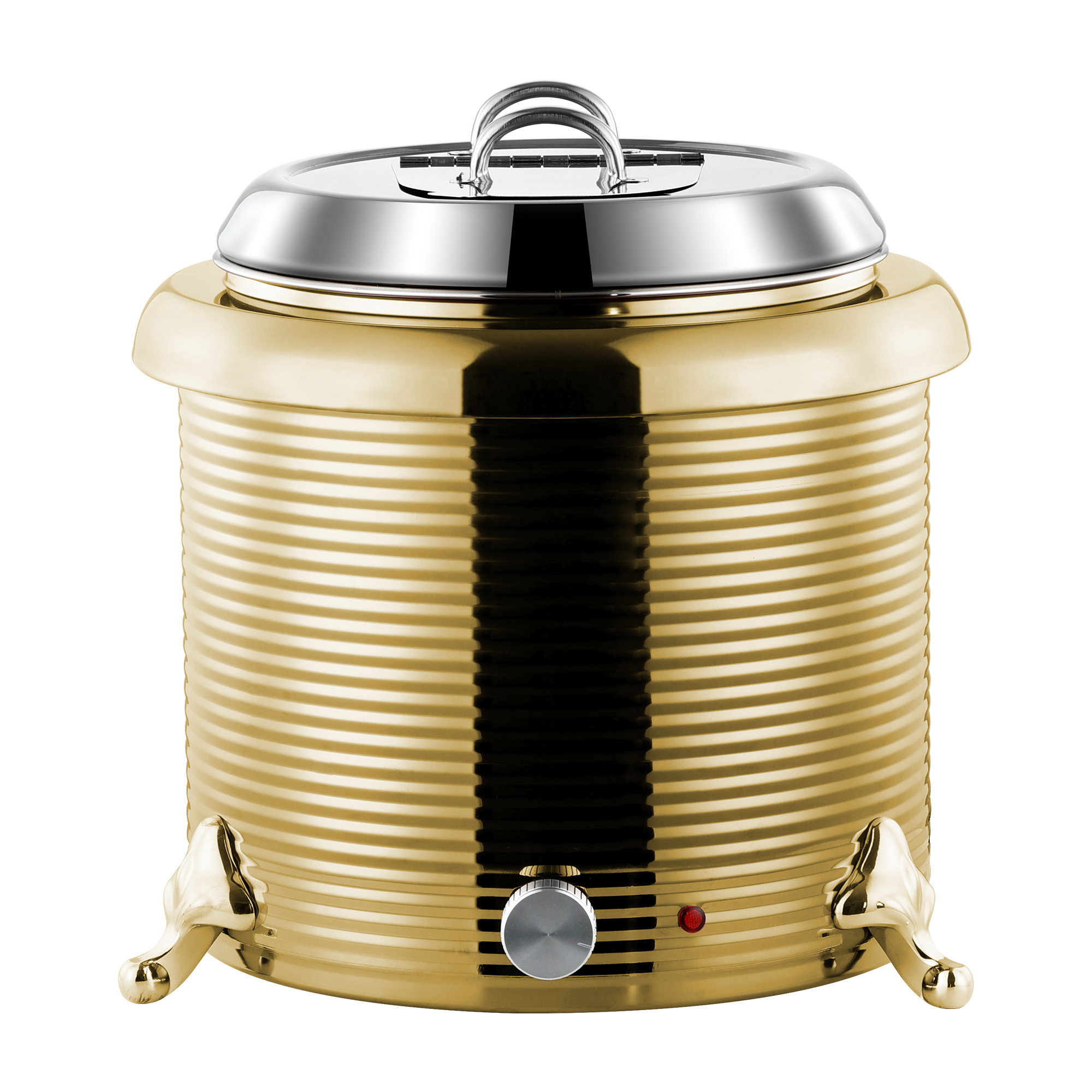 13L Golden Straight Body Threaded Iron Shell Soup Warmer