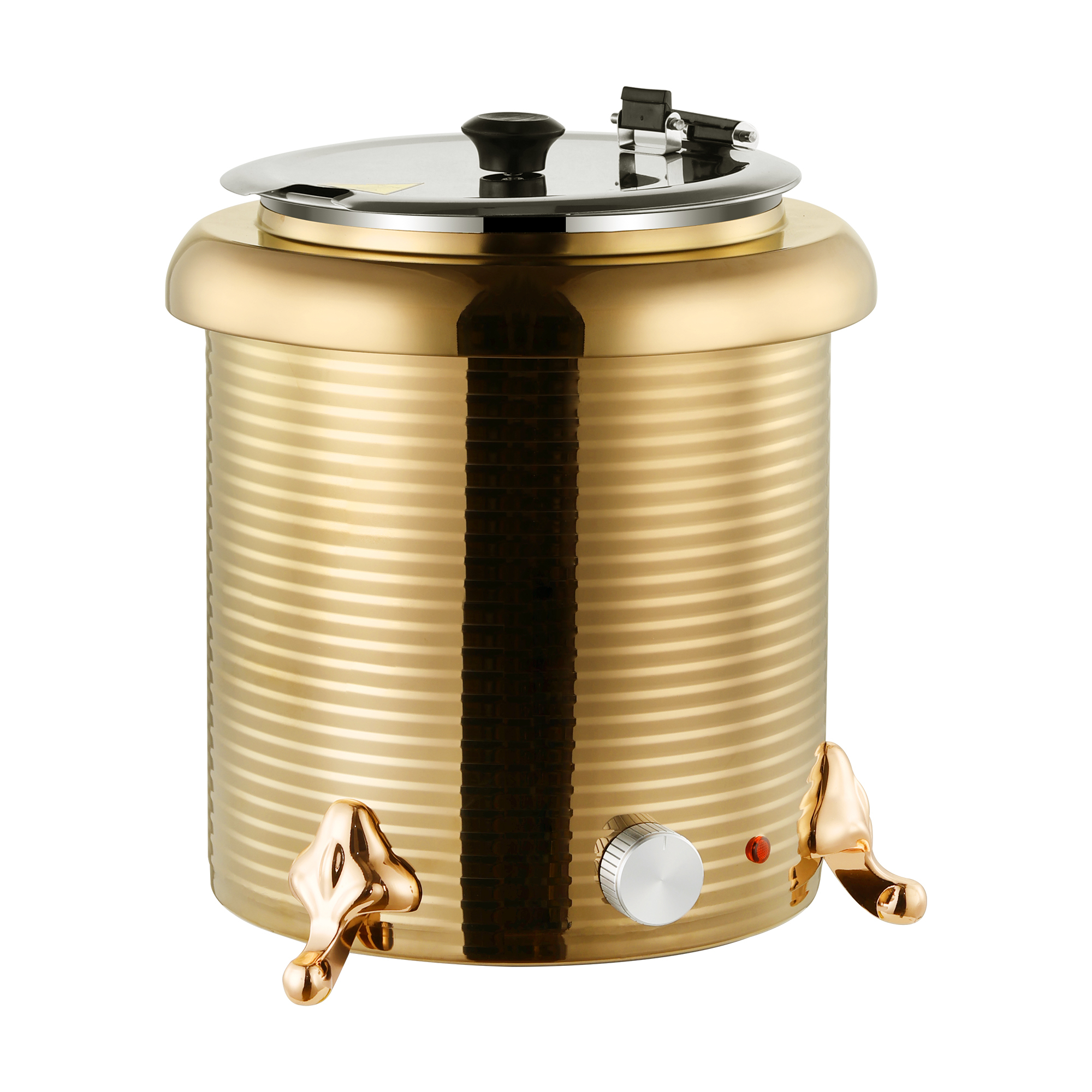 10L Golden Straight Body Threaded Iron Shell Soup Warmer
